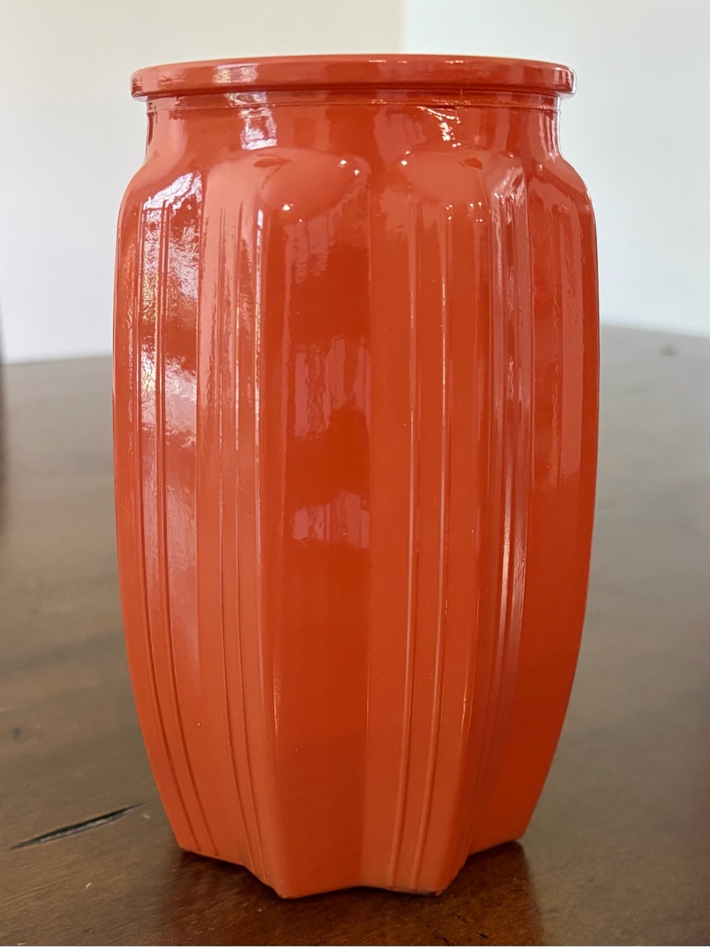 Vintage Orange DPS MAYA Pleated Glass Vase, Mid Century Modern, 6 in